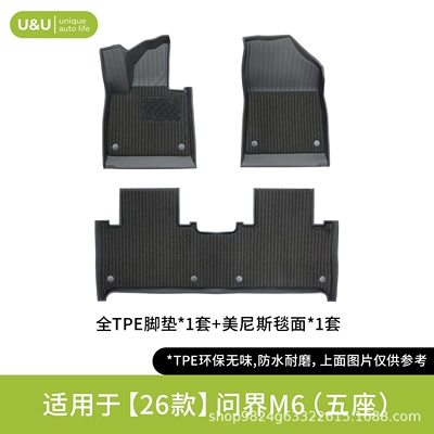 floor mats, Modelə uyğun ayaqaltı - black-suitable-for-26-models-of-aito-m6-single-layer-floor-mats-menis-carpet-surface
