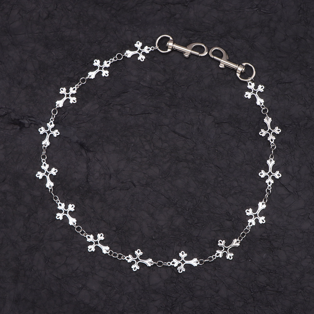 Metal Jeans Belt Men Hip Hop Niche High-end Men's Cross Waist Chain Accessory_voghion.com