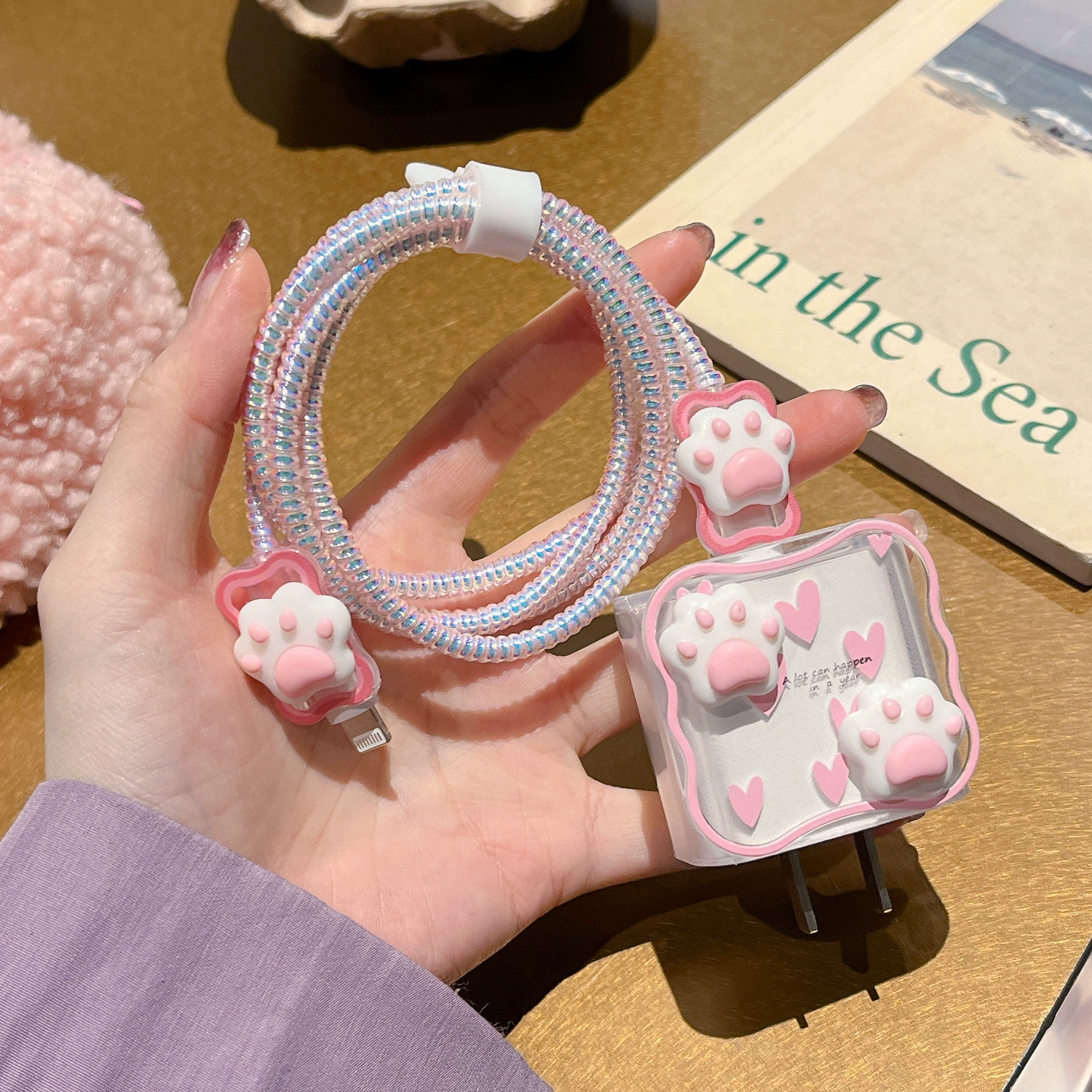 Мультяшный кот применим Apple зарядное устройство чехол 20 Вт/18 Вт зарядный головной убор кабель для защиты от разлома