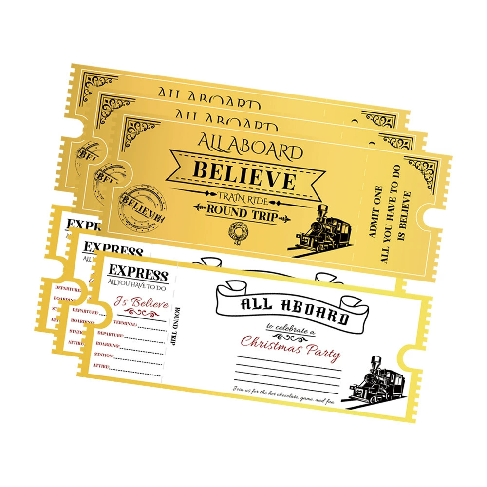 Новые продукты Spot Рождественский сезон Золотая карта Полярный экспресс Билеты на вечеринку с позолотой