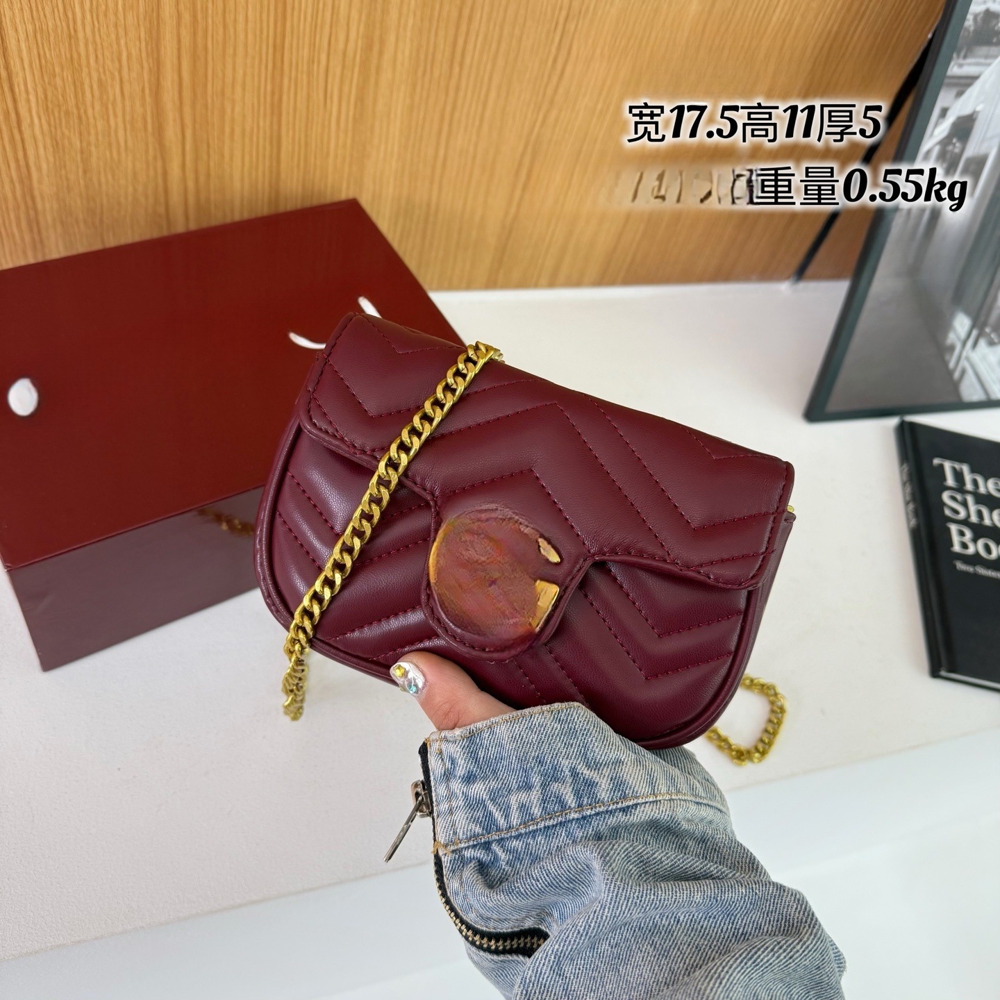 跨境2025新品G家新款菱格爱心链条单肩斜挎女包小方包女斜挎包批