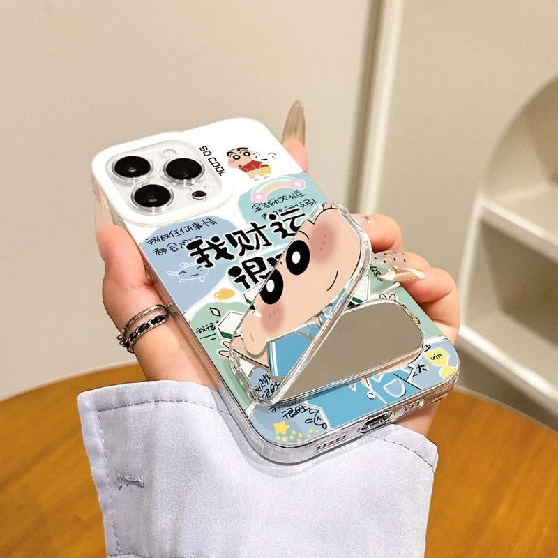 私の幸運はとても強いです Apple 16 携帯電話ケース 15promax 保護カバー Xiaoxin 14 かわいい 13 に適したミラーホルダー|undefined