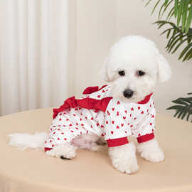 宠物衣服小熊保暖衣护肚春夏小型犬猫咪泰迪狗狗连体裤比熊犬