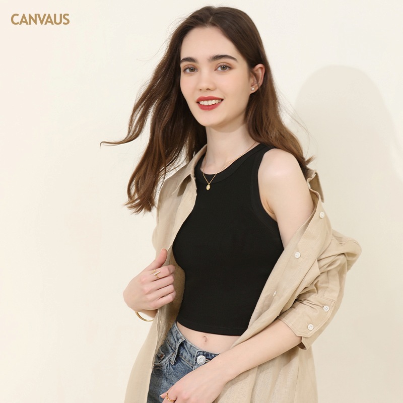 Canvaus blanco camisola desgaste interior de las mujeres con el cojín del pecho verano tocando fondo Corto Hot Girl sexy Slim top