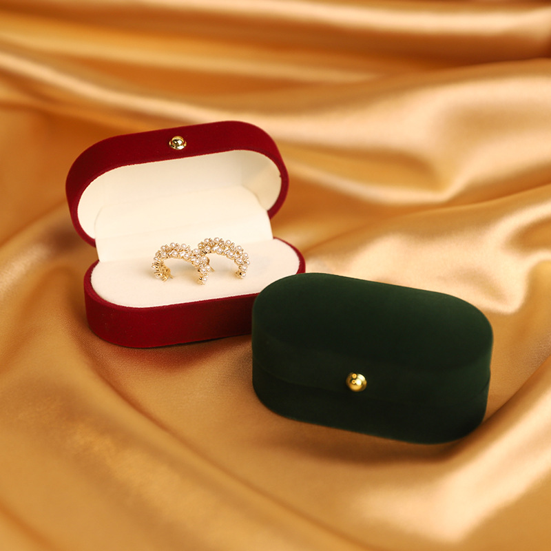 创意首饰戒指礼物盒绒布单戒耳钉盒高档复古红色绿色
