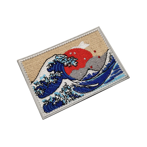 Ukiyo-e embroidery Velcro Kanagawa Great Wave morale patch Van Gogh sewing patch personalized bag patch Ocean Wave armband