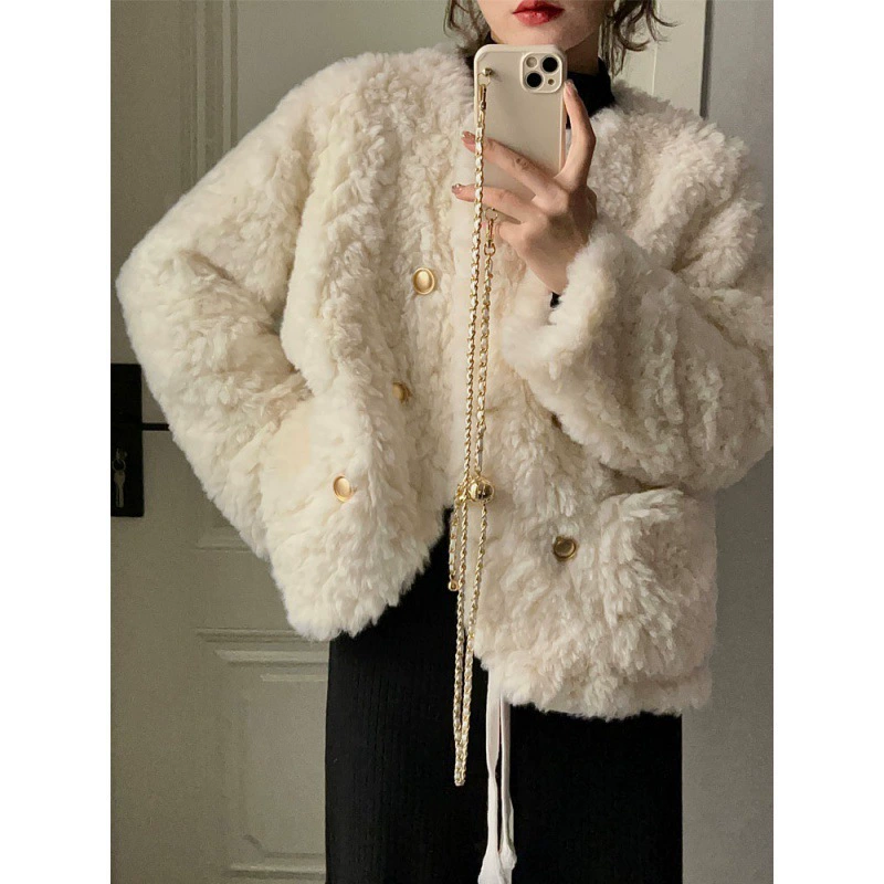 Тёплая пуховая куртка в стиле Chanel, для подростков, свободный крой, слоновая кость, one size