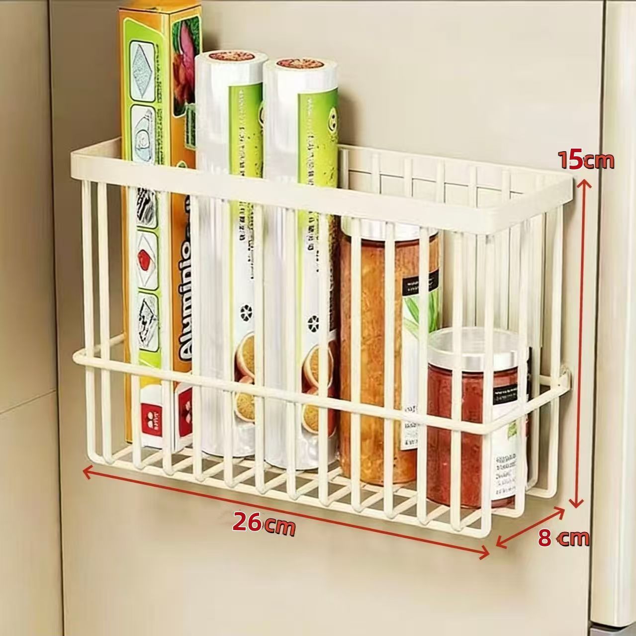 Refrigerador de cocina de absorción magnética estante de almacenamiento bolsa de película de preservación de toallas de papel artefacto sin agujeros de perforación condimento doméstico estante de almacenamiento de película de preservación de fresco