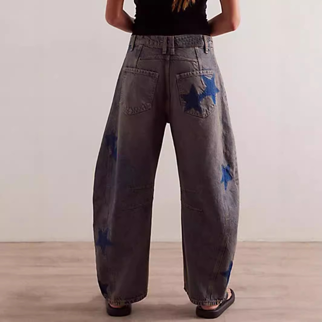 Vintage Low-Rise Flare Jeans For Women – Distressed Washed Denim With Embroidery (S-L, 90s Retro Street Style)_mkmklike.com