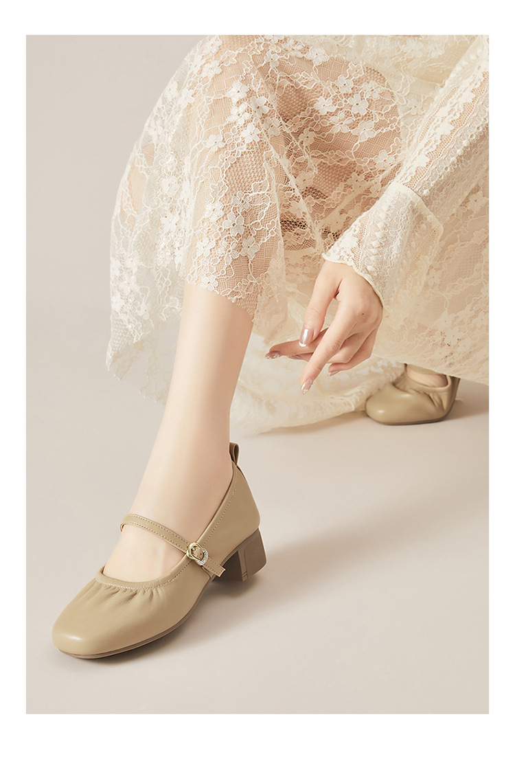 Giày Mary Jane nữ mũi vuông gót dày 3.5cm phong cách retro — 4625404036 trắng ngọc trai, 4625404022 Màu mơ Chiều cao gót 3.5cm, 3125404010vàng, 3125404008 màu sâm panh chi tiết 6