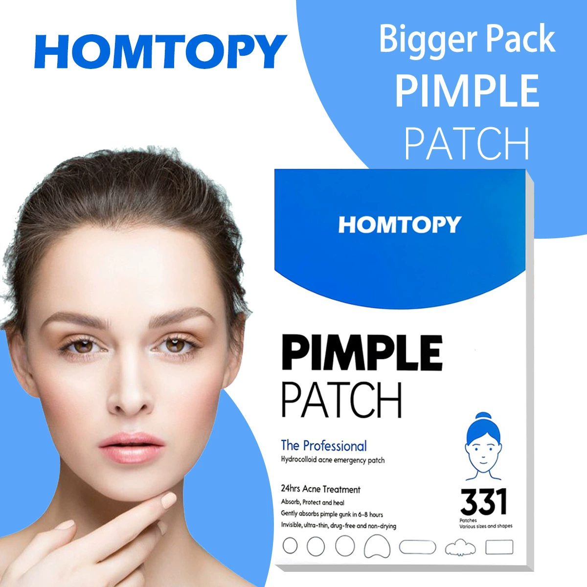 Трансграничная оптовая продажа пластыря от прыщей 331 шт., большой пластырь от прыщей для лица, невидимый дышащий легкий пластырь от прыщей, приятный для кожи консилер