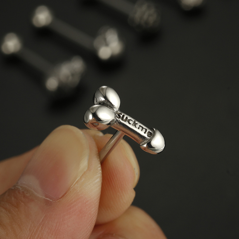 Fashion Rose Spider Skull Stainless Steel Plating Tongue Nail 1 Piece