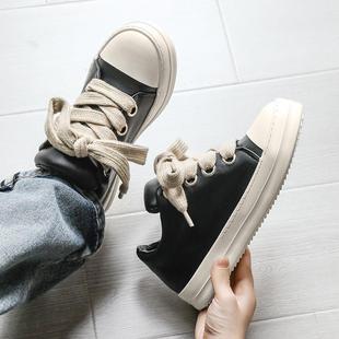 2025 New Niche High Street Flat for Men's Shoes Gear Sole Casual Leather Shoes RO Chubby Bread Shoes for Men X167