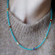 Blue Turquoise Beaded Necklace Stitching Design Necklace Versatile Fashion Cool Turquoise Natural Stone Necklace