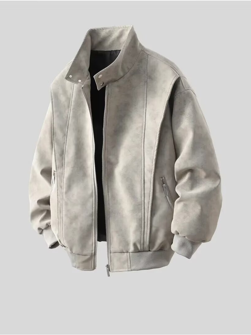 Kişi üçün açıq yaxalı pilot jaket, yaz-payız üçün