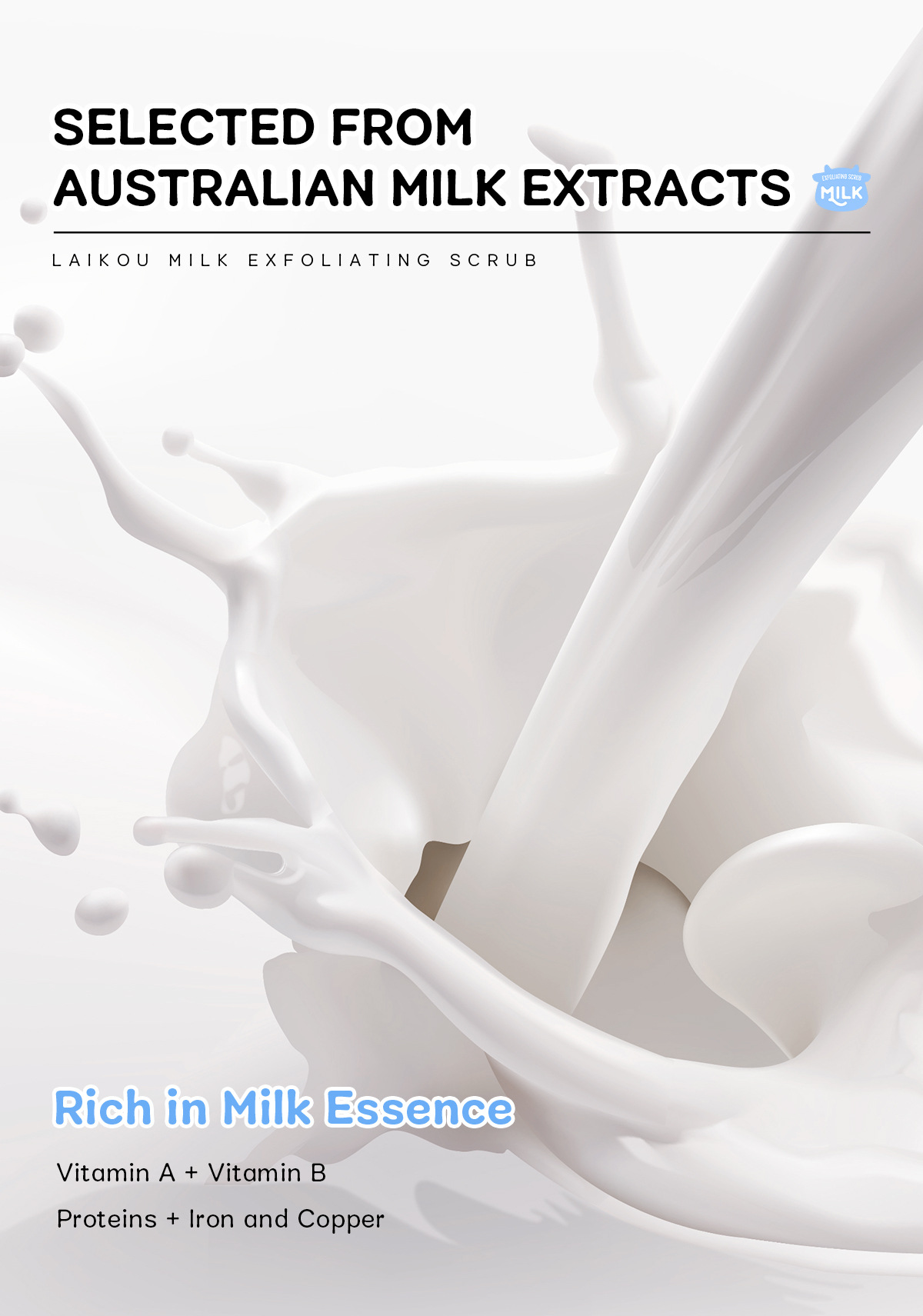 Manufacturer's in-stock cross-border LAIKOU milk Scrub 90g brightening skin tone, hydrating and moisturizing undefined