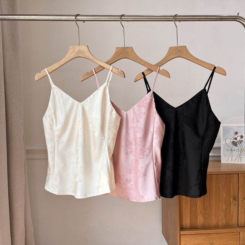 Jacquard New Chinese-Style Satin Camisole 2025 National Style Vest Inner Wear Summer High-End Fashion Comfortable Base Top