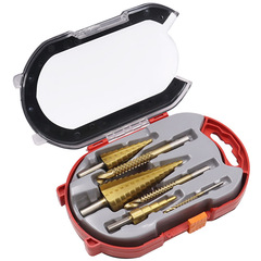 Set of 6pcs Triangular Handle High-Speed Steel 4241 Titanium Coated Step Drill Bit Tower Drill Woodworking Groove Saw Drill Kit