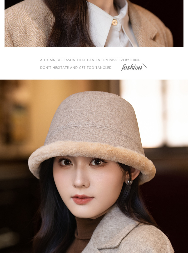 Cappello da pescatore caldo, spesso e foderato in pile, in stile giapponese, per donna, autunno inverno, elegante cappello a secchiello che snellisce il viso_voghion.com