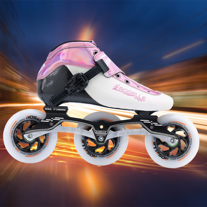 Carbon Fiber Professional Speed Skating Shoes for Children, Large Three-Wheel Skates, Inline Racing Skates, Adult Competition Skates