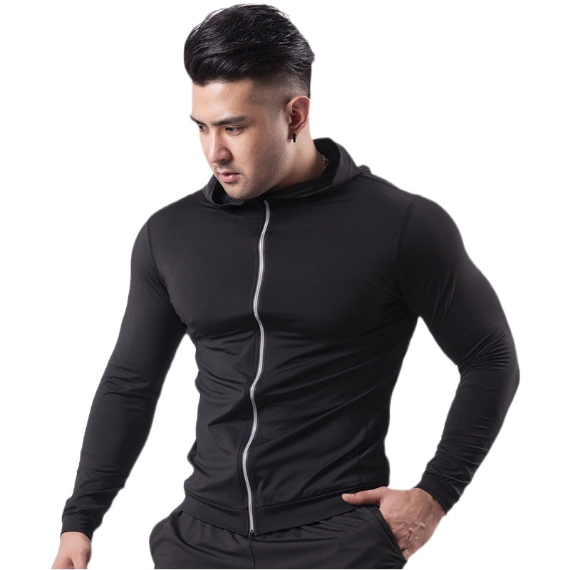 Loose Plus-Size Sports Jacket for Men, Autumn and Winter Elastic Quick-Drying Hooded Jacket for Running, 5X6X for Big and Tall Men