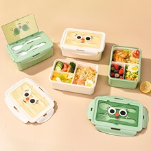 微波炉加热饭盒学生上班族带餐具双层便当盒儿童便携长方形三格便