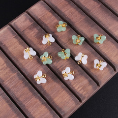 新款仿和田玉蝴蝶鑲嵌吊墜 項鍊掛墜手鍊小提溜掛件diy飾品配件