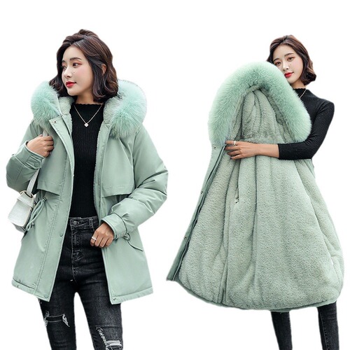 Mid-length Parking Women's Winter Korean style thickened loose warm cotton coat large size women's cotton coat