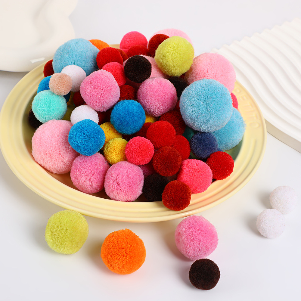 跨境高弹杨梅球儿童幼儿园手工毛球多规格服饰混色开司米毛球配件