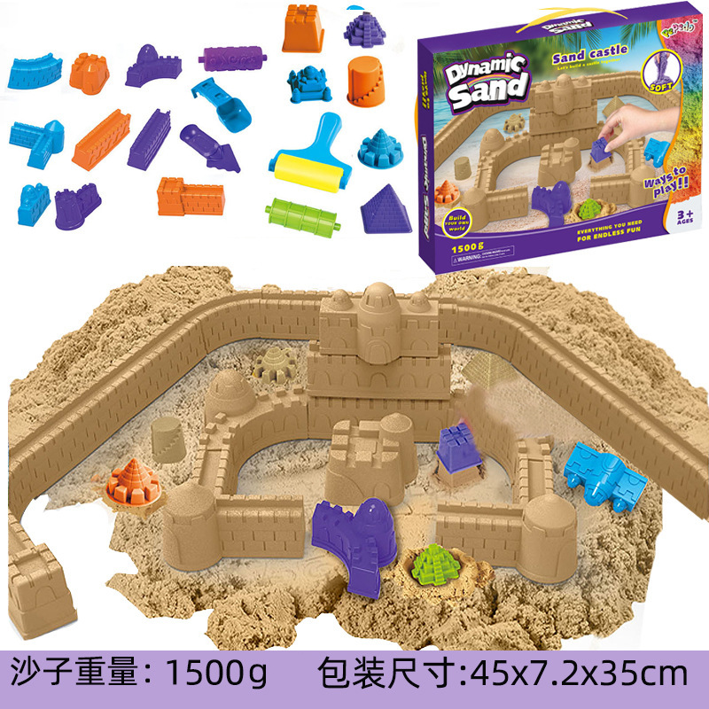 Juguetes de construcción de castillo para niños espaciales, arena para niños y niñas, arena de color, juguetes de arcilla