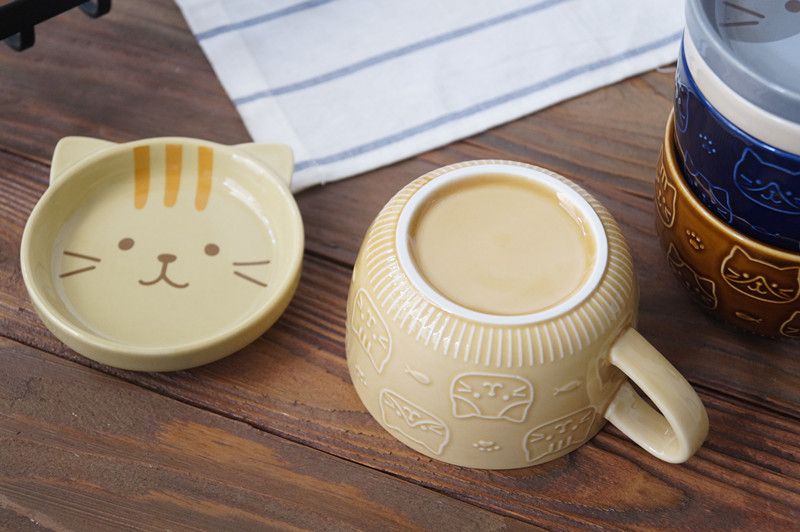 Japan Hapi CAT Mack Cup con tapa suave gatito taza de café desayuno taza de leche taza de agua