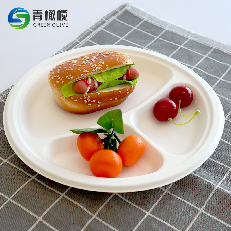 Biodegradable Disposable Sugarcane Pulp Round Plates for Birthday Parties, Picnic Barbecue Dessert Plates, Wholesale from Manufacturer