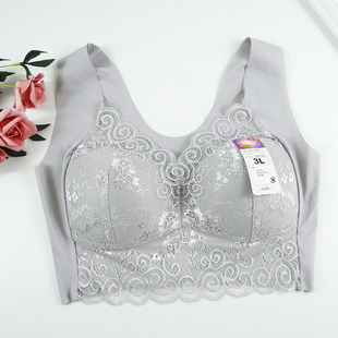 Foreign trade lace seamless bra no steel ring sports bra wide shoulder strap vest comfortable underwear wide shoulder short bra