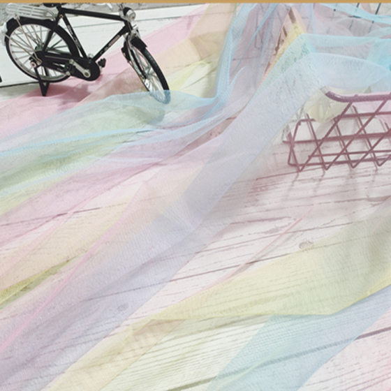 Rainbow gradient mesh fabric soft mesh children's clothing dress headdress hair accessories ancient costume background shooting clothing fabric