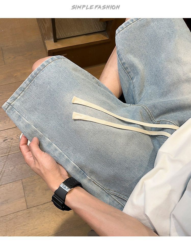 男士磨白牛仔短裤