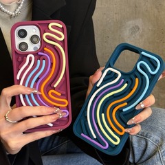 Apple 17の人気商品、3D立体シリコンカラーライン子供向け知育感覚解消版携帯電話保護ケース