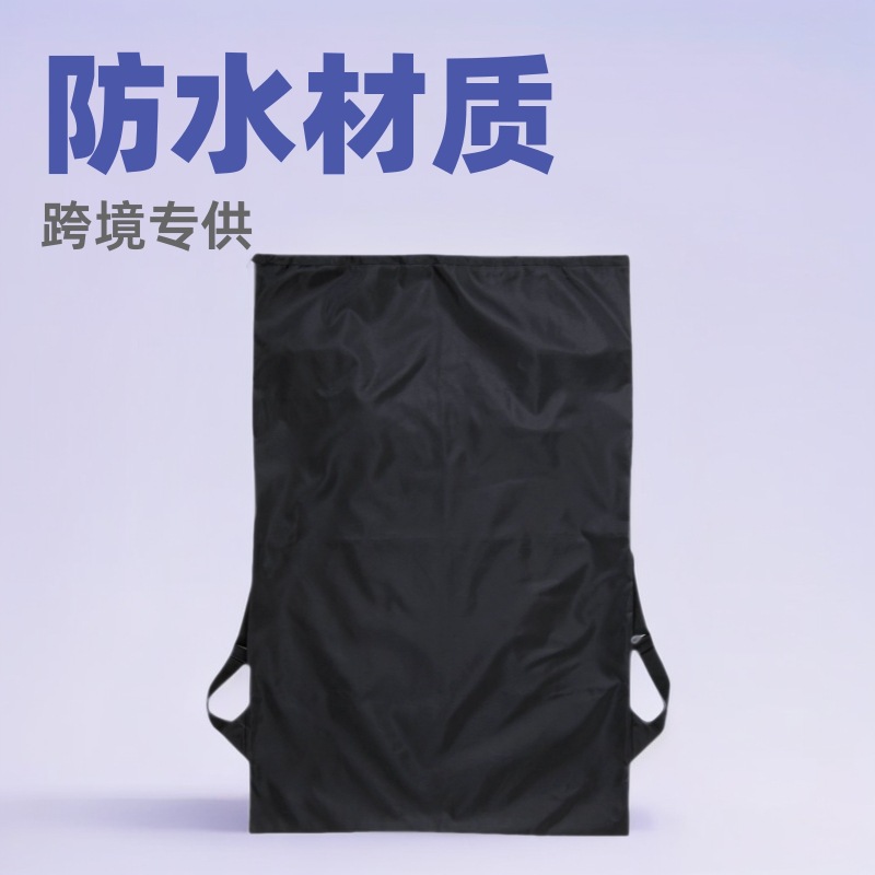 Negro comercio exterior de poliéster impermeable pesada mochila bolsa de lavandería camping viaje de gran tamaño bolsa de almacenamiento de ropa