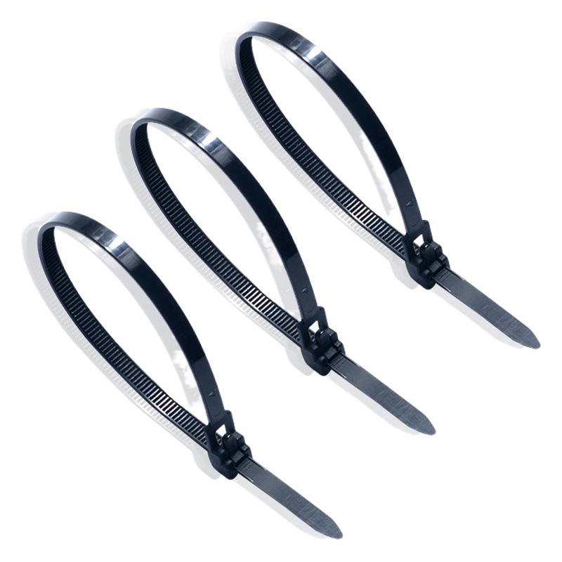 Cabeza cuadrada hebilla suelta corbata color blanco y negro nylon plástico reutilizable corbata suelta