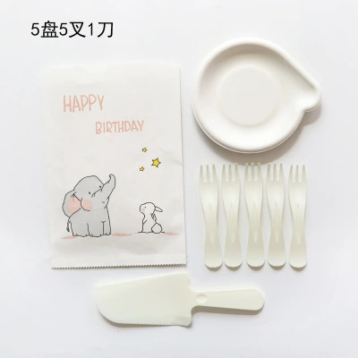 40 sets of pulp trays, disposable knife and fork trays, tableware, birthday cake trays, party, plastic set