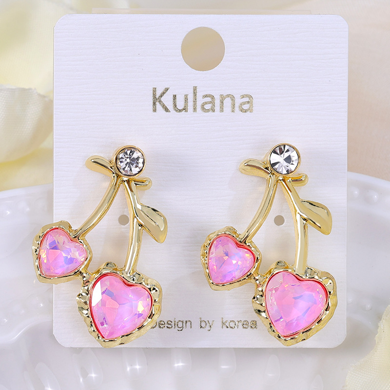 Aretes de cereza roja para mujer – colgante exquisito, fruta de imitación versátil, nuevo estilo