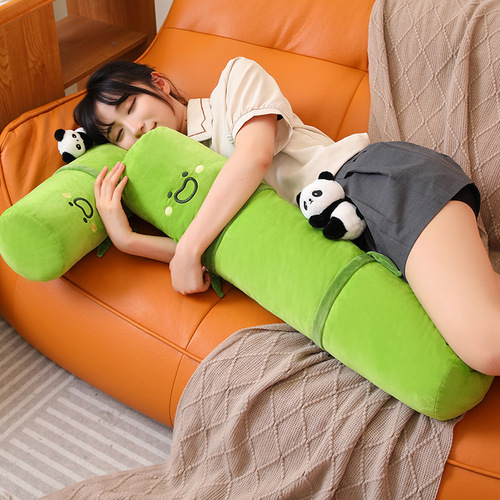 Bamboo Panda Home Long Cylindrical Pillow Bedside Cushion Girls Side Sleeping Leg Pillow Removable and Washable Plush Toy