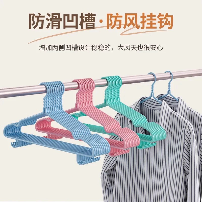 Non-Slip Plastic-Coated Hangers, Pack of 10, with Grooved Hooks, Windproof Hangers for Home Use, Suitable for Both Dry and Wet Clothes Non-Slip Plastic-Coated Hangers, Pack of 10, with Grooved Hooks, Windproof Hangers for Home Use, Suitable for Both Dry and Wet Clothes