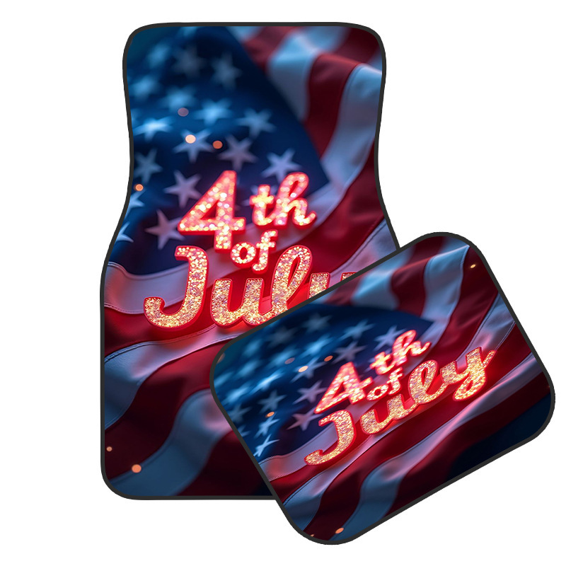 Cross-Border Best-Selling Independence Day Crystal Velvet Car Floor Mats, Universal Detachable Four-Piece Set, Stain-Resistant Car Mats