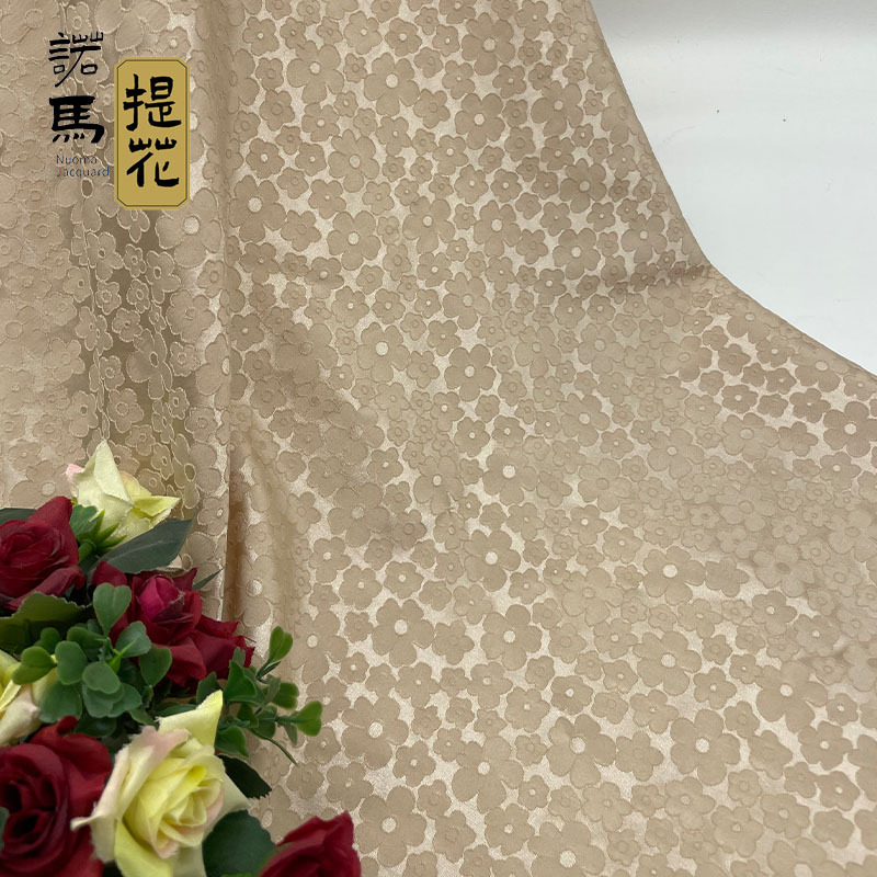 春夏小碎花荷花仿真丝弹力色丁提花布时装衬衫睡衣里布装饰布面料