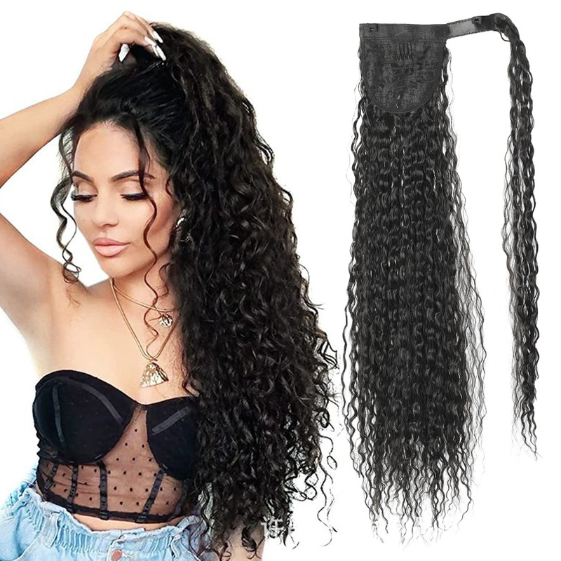 Women's Velcro ponytail hair extension piece synthetic long curly wavy ponytail joint suitable for daily party use