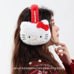 三丽鸥正版凯蒂猫立体大头可爱耳罩保暖防寒学生毛绒耳套骑行耳包