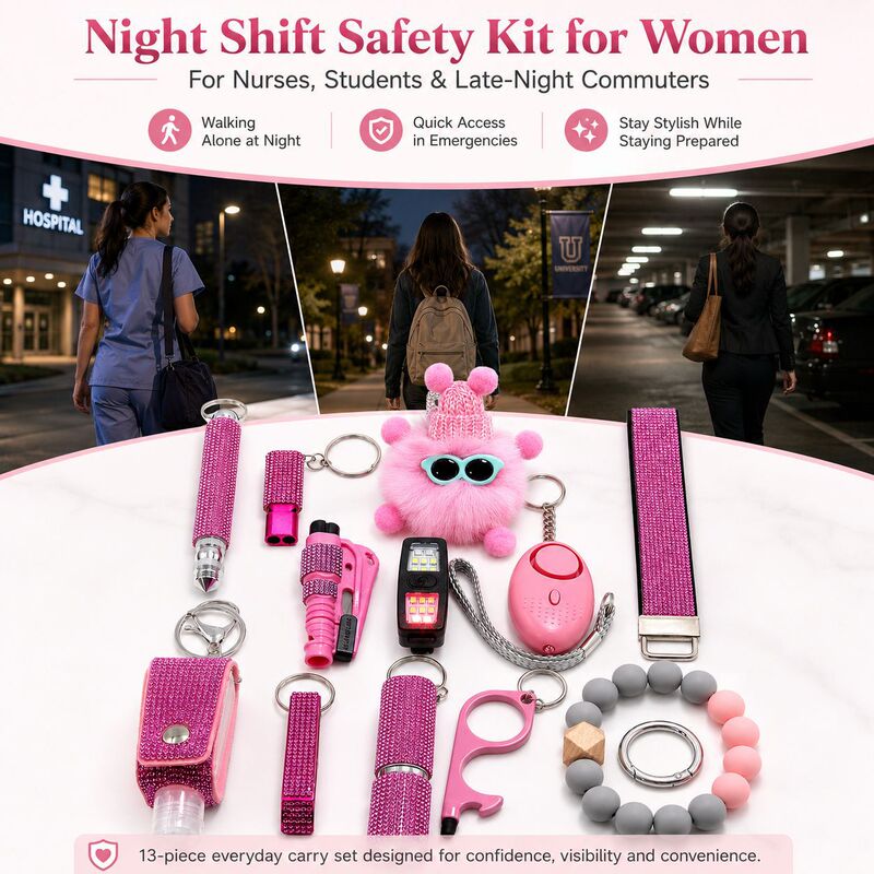 Women's Night Safety Keychain 13-Piece Set Night Safety Kit Cross-Border Late Night Commuting Portable Combo Women's Night Safety Keychain 13-Piece Set Night Safety Kit Cross-Border Late Night Commuting Portable Combo