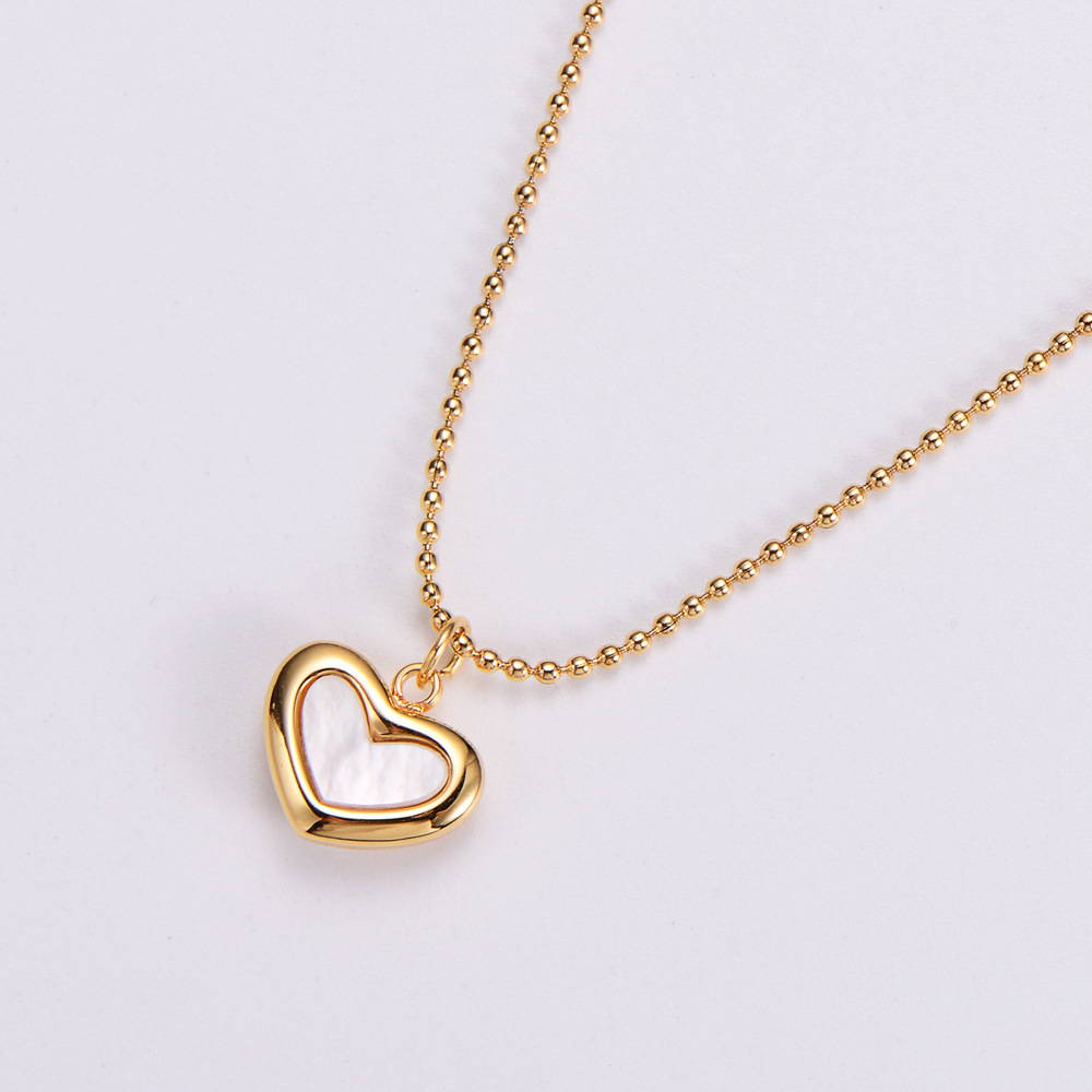 Womenu0027S Heart Stainless Steel Shell Pendant Necklace Plating Inlay Stainless Steel Necklaces