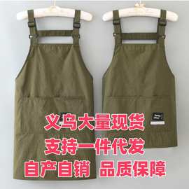 新款时尚防泼水围裙厨房家用简约围腰女耐磨上班烘焙工作服男印字
