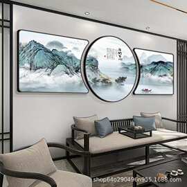 沙发背景墙挂画家和富贵寓意好轻奢三联画新款高档大气客厅装饰画